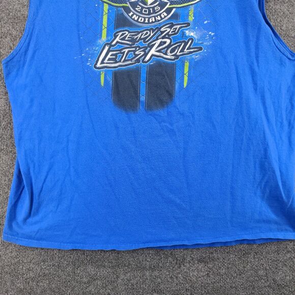 Indianapolis Indiana Racing Tank Top Mens Sleeveless Blue Crew Neck Regular Fit - Picture 9 of 13